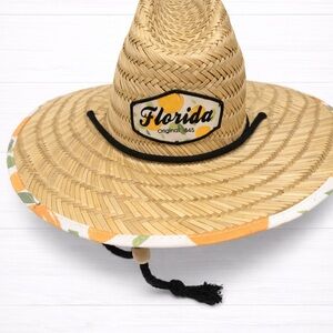 Florida Straw Hat 🍊 Wide Brim Tropical Sun Hat | Adjustable | Beach Ready